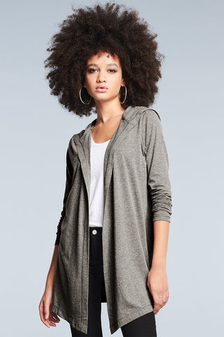 District Women's Perfect Tri Hooded Cardigan (Grey Frost)