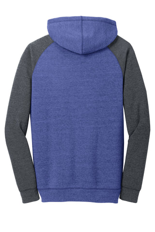 District Young Mens Lightweight Fleece Raglan Hoodie (Heathered Deep Royal/ Heathered Charcoal)