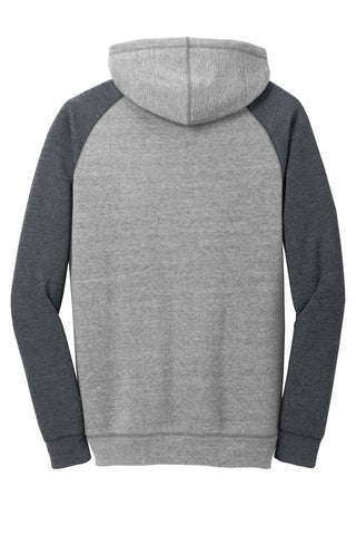 District Young Mens Lightweight Fleece Raglan Hoodie (Heathered Grey/ Heathered Charcoal)