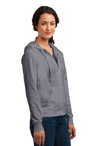 District Women's Fitted Jersey Full-Zip Hoodie (Dark Heather Grey)