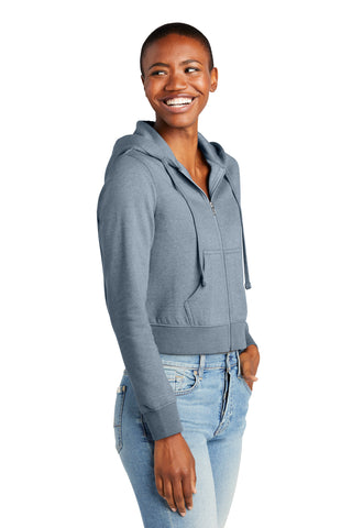 District Women's V.I.T. Fleece Full-Zip Hoodie (Flint Blue Heather)