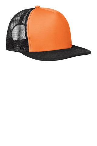 District Flat Bill Snapback Trucker Cap (Neon Orange)