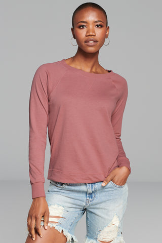 District Women's Featherweight French Terry Long Sleeve Crewneck (Nostalgia Rose Heather)