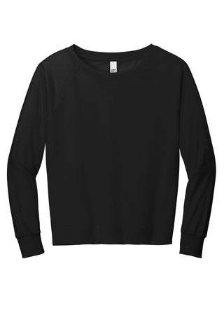 District Women's Featherweight French Terry Long Sleeve Crewneck (Black)
