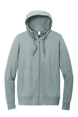 District Women's Featherweight French Terry Full-Zip Hoodie (Flint Blue Heather)