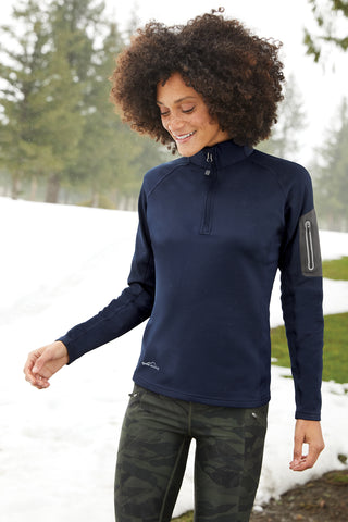 Eddie Bauer Ladies 1/2-Zip Performance Fleece (Black)