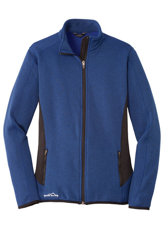 Eddie Bauer Ladies Full-Zip Heather Stretch Fleece Jacket (Blue Heather)
