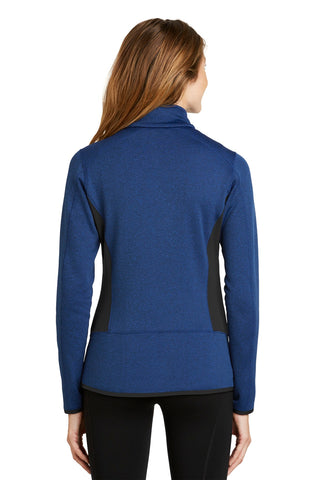Eddie Bauer Ladies Full-Zip Heather Stretch Fleece Jacket (Blue Heather)