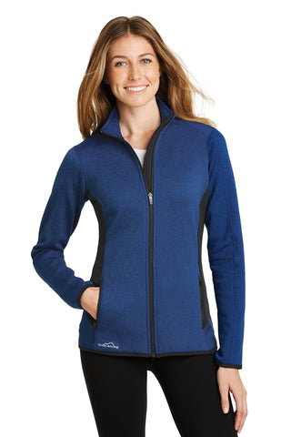 Eddie Bauer Ladies Full-Zip Heather Stretch Fleece Jacket (Blue Heather)