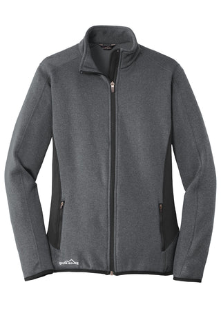 Eddie Bauer Ladies Full-Zip Heather Stretch Fleece Jacket (Dark Charcoal Heather)