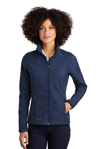 Eddie Bauer Ladies Shaded Crosshatch Soft Shell Jacket (Blue)