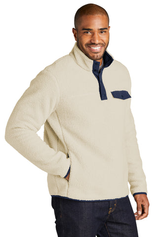 Port Authority Camp Fleece Snap Pullover (Oat/ Dress Blue Navy)