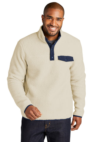 Port Authority Camp Fleece Snap Pullover (Oat/ Dress Blue Navy)