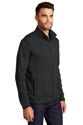 Port Authority Sweater Fleece Jacket (Black Heather)