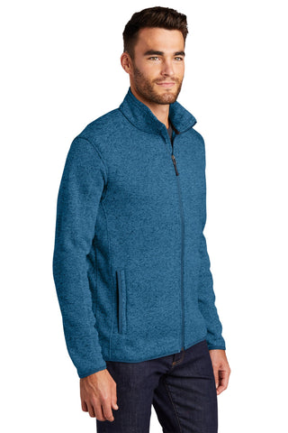 Port Authority Sweater Fleece Jacket (Medium Blue Heather)