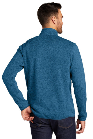 Port Authority Sweater Fleece Jacket (Medium Blue Heather)