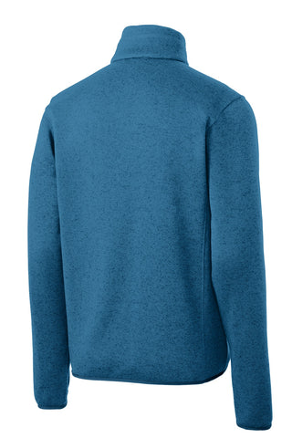 Port Authority Sweater Fleece Jacket (Medium Blue Heather)