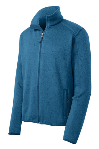 Port Authority Sweater Fleece Jacket (Medium Blue Heather)