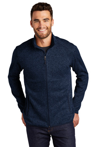 Port Authority Sweater Fleece Jacket (River Blue Navy Heather)