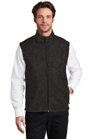 Port Authority Sweater Fleece Vest (Black Heather)