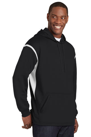 Sport-Tek Tech Fleece Colorblock Hooded Sweatshirt (Black/ White)