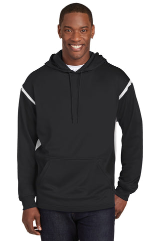 Sport-Tek Tech Fleece Colorblock Hooded Sweatshirt (Black/ White)