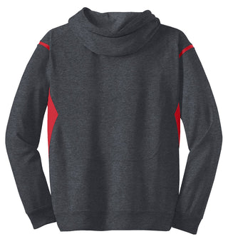 Sport-Tek Tech Fleece Colorblock Hooded Sweatshirt (Graphite Heather/ True Red)