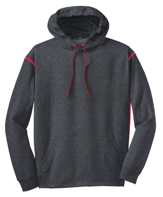 Sport-Tek Tech Fleece Colorblock Hooded Sweatshirt (Graphite Heather/ True Red)