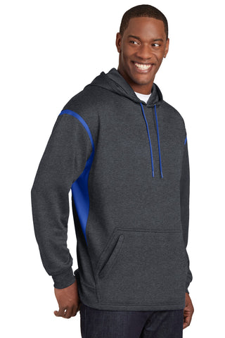 Sport-Tek Tech Fleece Colorblock Hooded Sweatshirt (Graphite Heather/ True Royal)