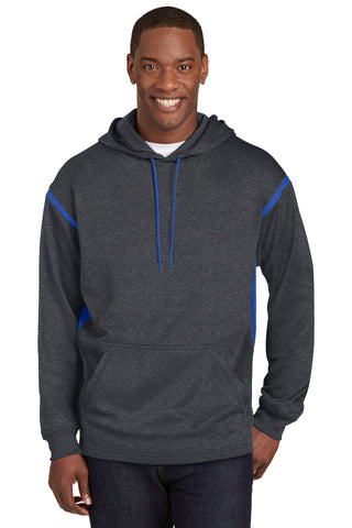 Sport-Tek Tech Fleece Colorblock Hooded Sweatshirt (Graphite Heather/ True Royal)