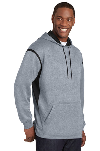 Sport-Tek Tech Fleece Colorblock Hooded Sweatshirt (Grey Heather/ Black)