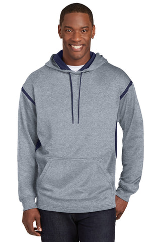 Sport-Tek Tech Fleece Colorblock Hooded Sweatshirt (Grey Heather/ True Navy)