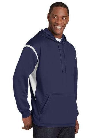 Sport-Tek Tech Fleece Colorblock Hooded Sweatshirt (True Navy/ White)