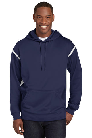 Sport-Tek Tech Fleece Colorblock Hooded Sweatshirt (True Navy/ White)