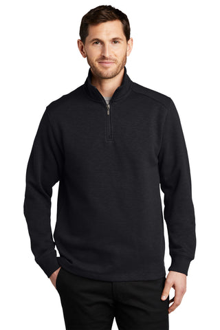 Port Authority Slub Fleece 1/4-Zip Pullover (Black)