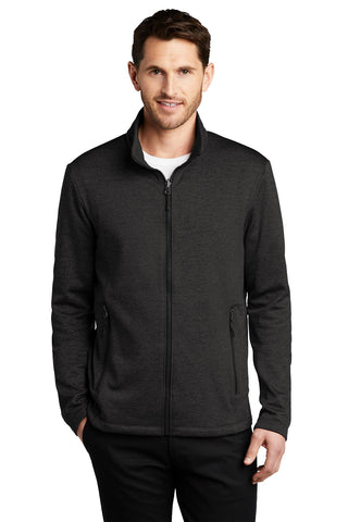 Port Authority Collective Striated Fleece Jacket (Deep Black Heather)