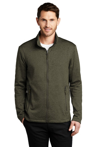 Port Authority Collective Striated Fleece Jacket (Deep Olive Heather)