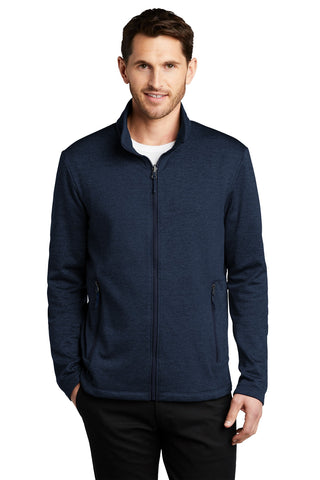 Port Authority Collective Striated Fleece Jacket (River Blue Navy Heather)