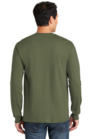Gildan Ultra Cotton 100% US Cotton Long Sleeve T-Shirt (Military Green)