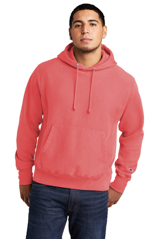 Champion Reverse Weave Garment-Dyed Hooded Sweatshirt (Coral Craze)
