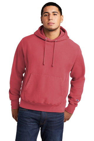 Champion Reverse Weave Garment-Dyed Hooded Sweatshirt (Crimson)