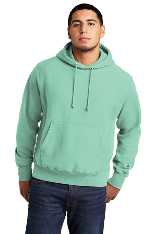 Champion Reverse Weave Garment-Dyed Hooded Sweatshirt (Pale Seafoam)