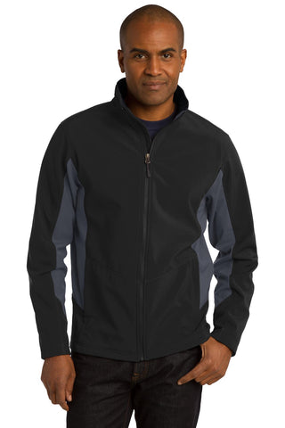 Port Authority Core Colorblock Soft Shell Jacket (Black/ Battleship Grey)