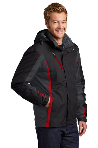 Port Authority Colorblock 3-in-1 Jacket (Black/ Magnet/ Signal Red)