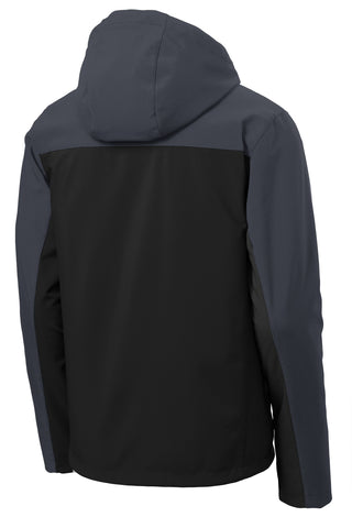 Port Authority Hooded Core Soft Shell Jacket (Black/ Battleship Grey)