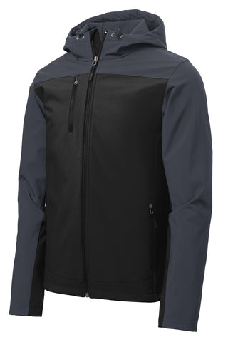 Port Authority Hooded Core Soft Shell Jacket (Black/ Battleship Grey)