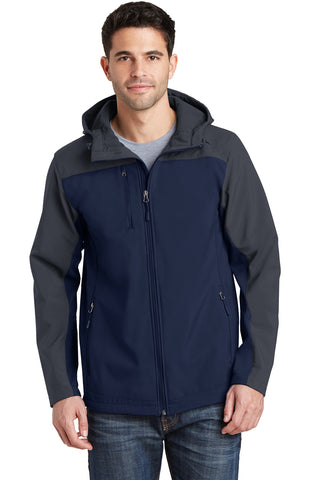 Port Authority Hooded Core Soft Shell Jacket (Dress Blue Navy/ Battleship Grey)