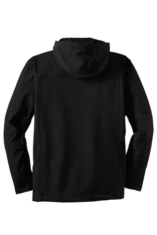 Port Authority Textured Hooded Soft Shell Jacket (Black/ Engine Red)