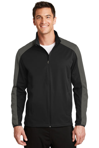 Port Authority Active Colorblock Soft Shell Jacket (Deep Black/ Grey Steel)