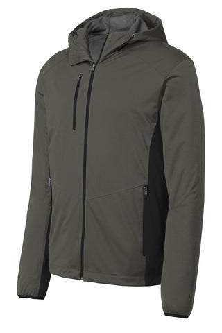 Port Authority Active Hooded Soft Shell Jacket (Grey Steel/ Deep Black)